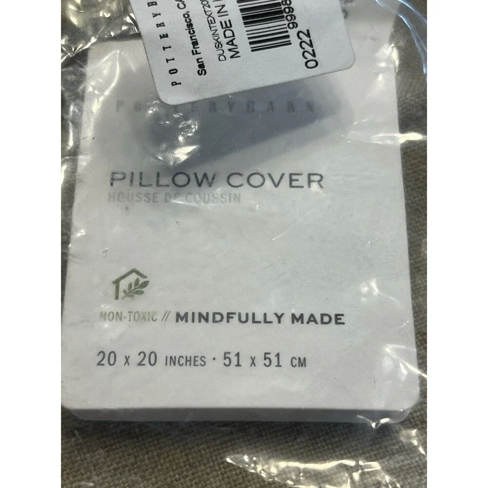 Pottery Barn Duskin Textured Pillow Cover Flax Ivory 20”x20” Neutrals New w Tags